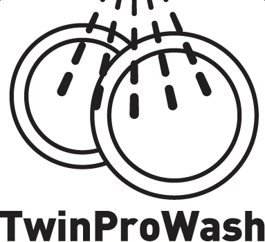 Twin Pro Wash - umožňuje umývať menej špinavý riad nižším tlakom vody v strednom koši a zároveň vyšším tlakom umývať viac zašpinený riad v spodnom koši.