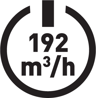 Výkon odsávača 192 m³/hod.