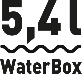Technológia WaterBox s programom Šetrenie+ zníži spotrebu vody na umytie plne naloženej umývačky na neuveriteľných 5,4 litra.