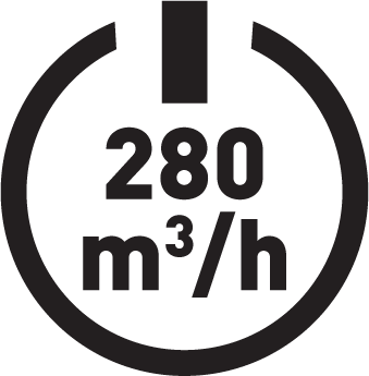 Výkon odsávača 280 m³/hod.